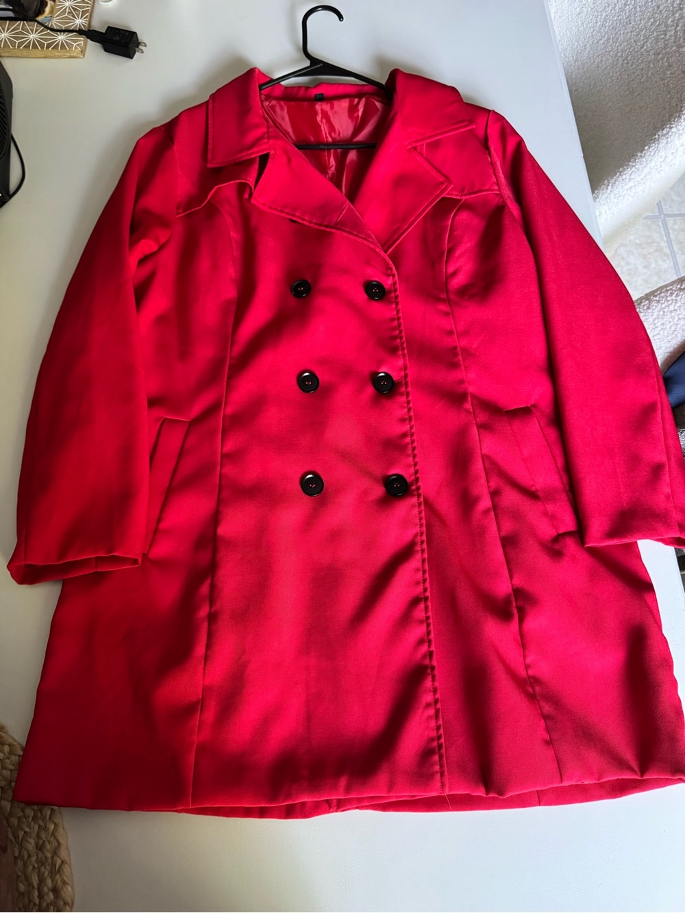 Classic Double-Breasted Women's Red Coat